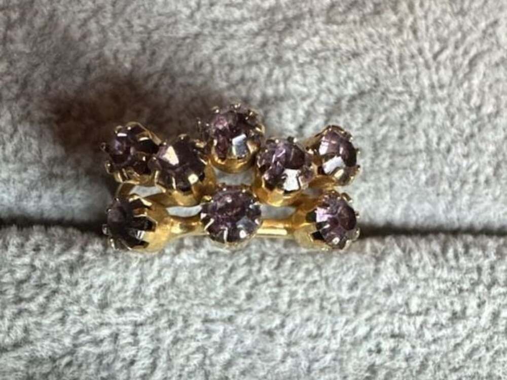 Vintage Style Gold-Tone Multi-Stone Purple Crystal Crown Cocktail Ring